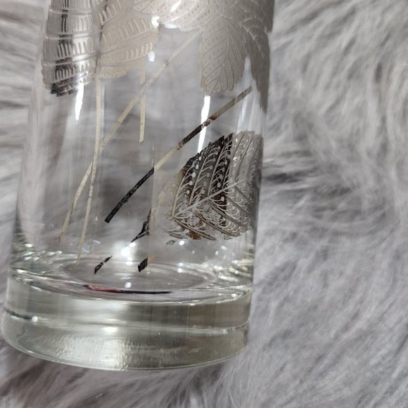 1960's Mid Century Modern Glassware Silver Foliage Highball Tumblers - Picture 8 of 10